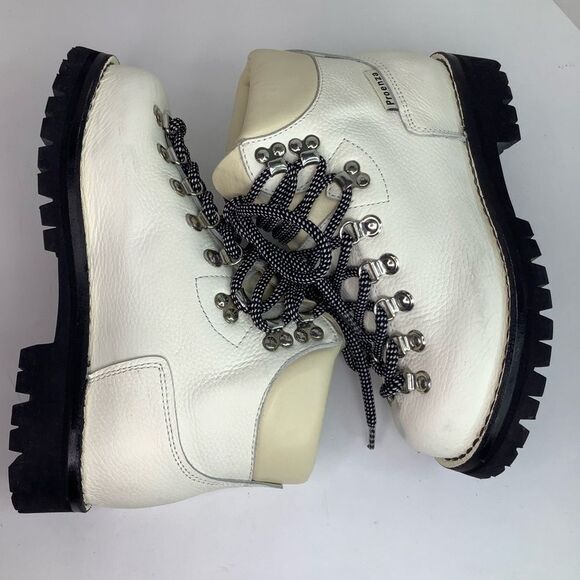 PROENZA SCHOULER White Leather Lug Sole Cord Ankle Combat Hiking Boot 37/US 6.5 - Picture 4 of 15